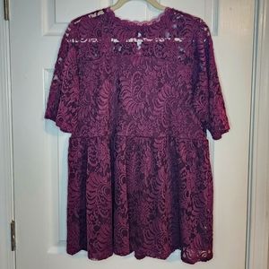 NWT burgundy lace babydoll shirt Torrid size 1 / 1X